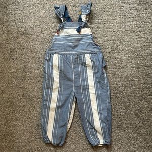 Matilda Jean Baby Girl Blue Striped Light Weight Overalls